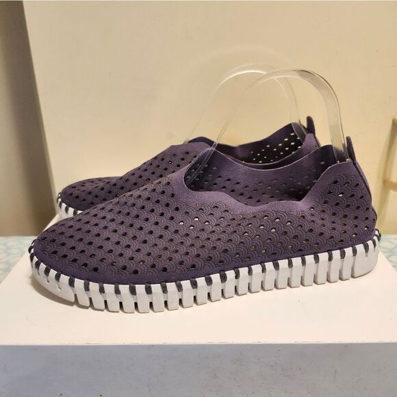 Ilse Jacobsen Hornbaek "Tulip" blue/Gray Slip-on Microfiber Sneakers sz.9/39 $94 - Picture 1 of 9
